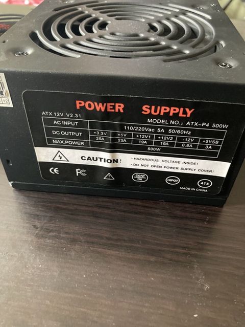 ATX formatlı kompüter qida bloku (Power Supply), 500W gücündədir — 60 ₼ · Bakı · Qida bloklari ATX formatlı kompüter qida bloku (Power Supply), 500W gücündədir — Bakı