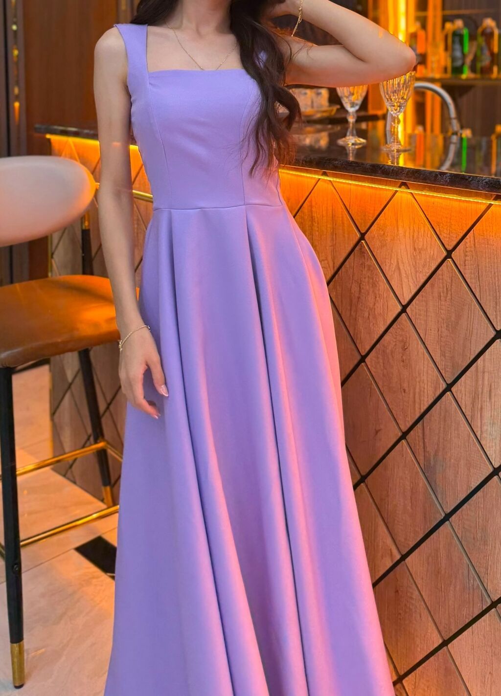 Uzun bənövşəyi don - Model: klassik A-kəsim, yerə qədər uzunluq - Üst — Axşam paltarları, Bakı