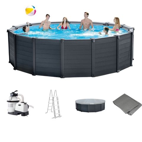 Karkas hovuz Intex, boz, 478x124 sm, həcm 16805 l — Bakı