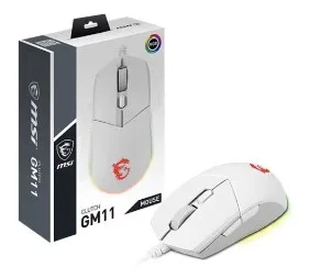 MSI Clutch GM11 White 5000 DPI RGB Simli Gaming Siçanı MSI Clutch — Klaviaturalar və siçanlar, Bakı (2)