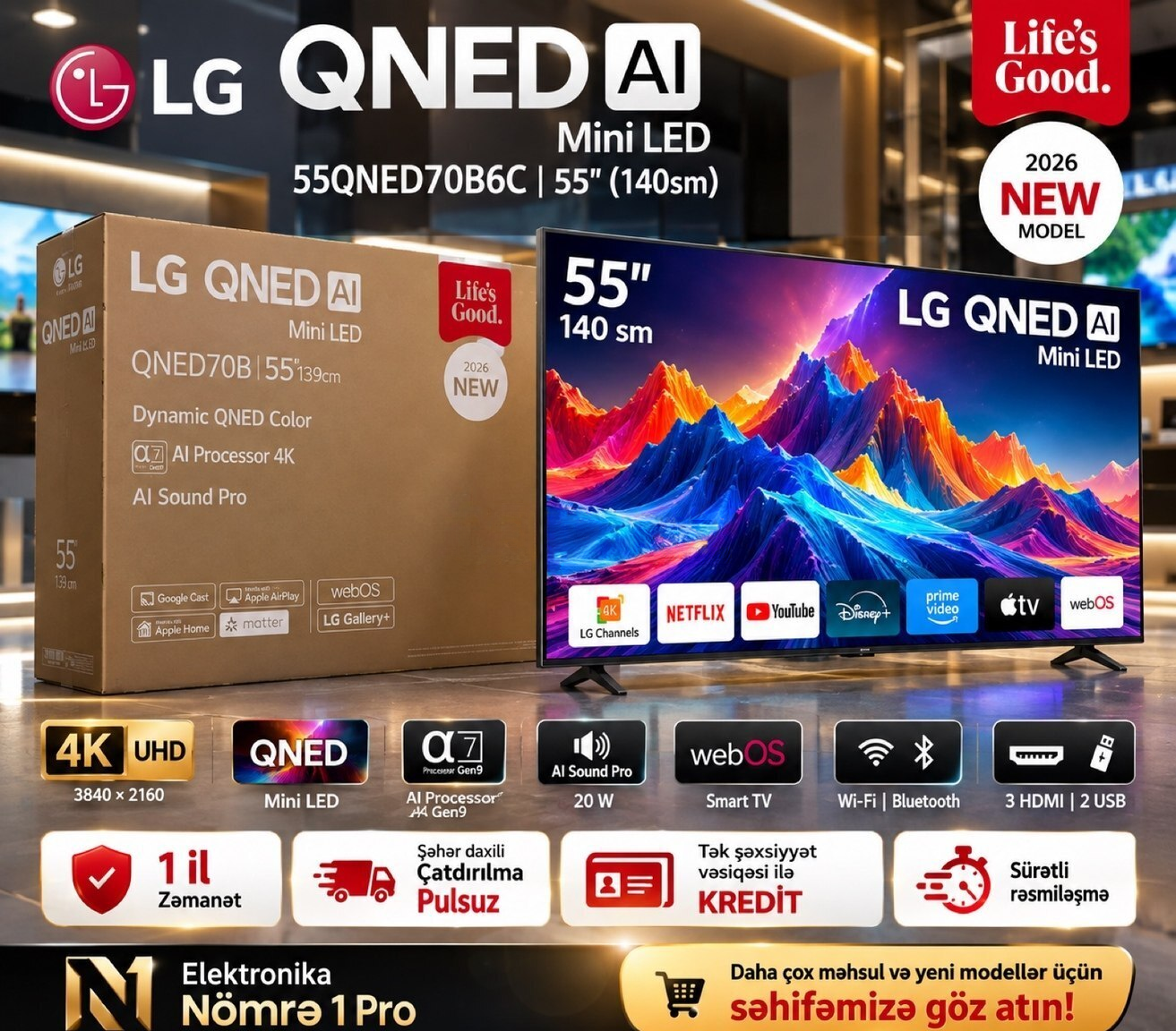 LG Televizor 55" Qned — Televizorlar, Bakı (2)