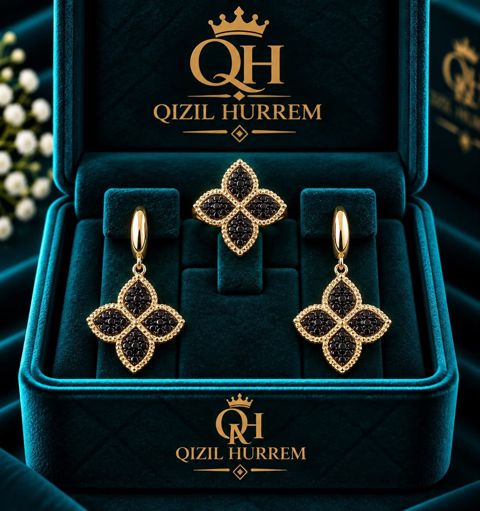 Zinət dəsti sırğa və üzük Qızıl Hurrem HG178 — Bakı