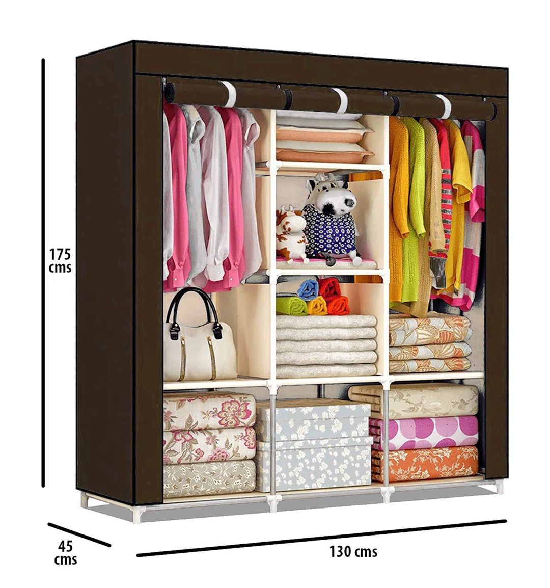 Portativ şkaf 88130A Brown, döşəməüstü, 130x45x175 sm, alüminium/plastik/polad/parça, qəhvəyi — Şkaflar, Bakı (2)