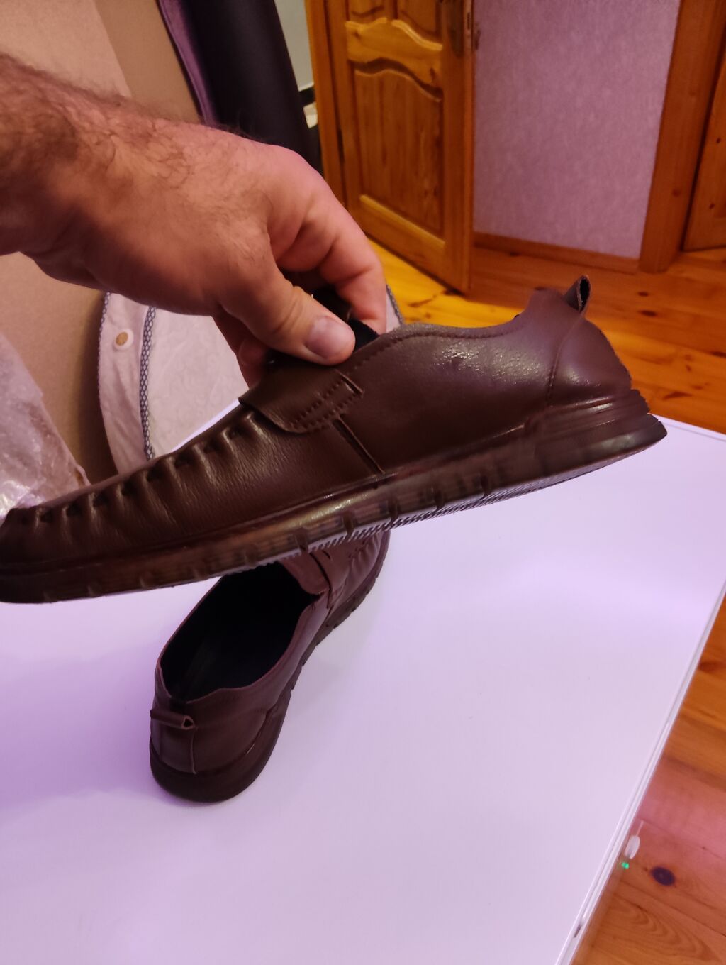 Kişi mokasinləri – qəhvəyi rəng - Model: slip-on mokasin, klassik — Digər, Masazır (4)