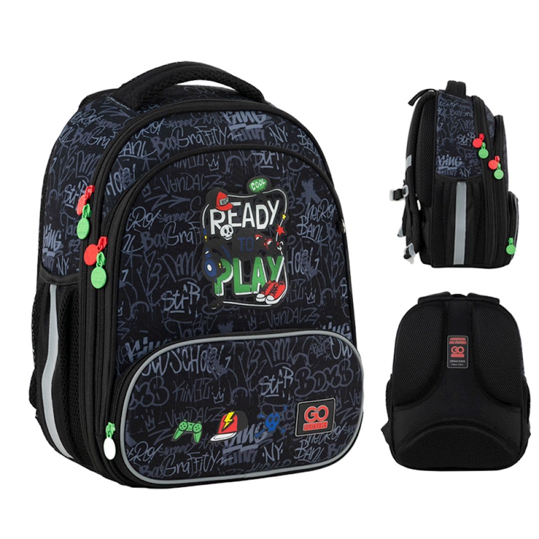 Məktəbli bel çantası GoPack GO24-597M-6 Ready2Play, poliester, qara — Mallar, Bakı (2)