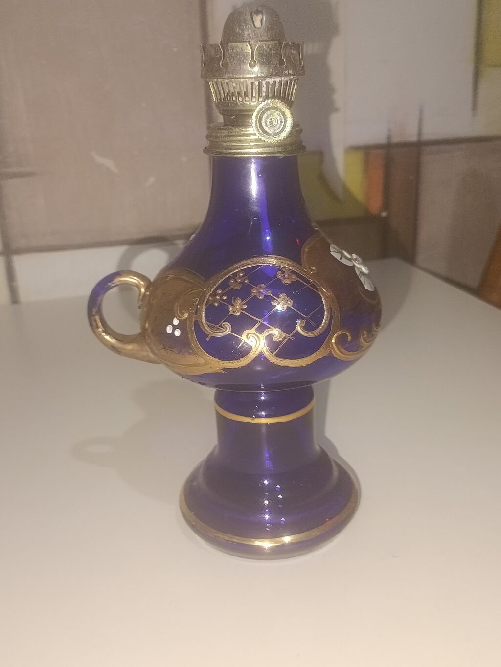Mavi şüşədən dekorativ nöyüt lampası - Material: kobolt-mavi şüşə — Digər, Masazır (2)