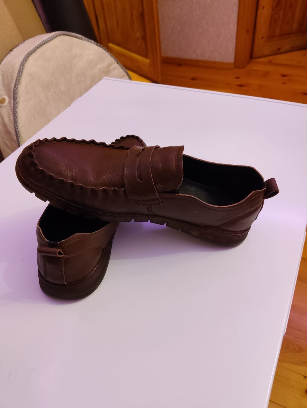 Kişi mokasinləri – qəhvəyi rəng - Model: slip-on mokasin, klassik — Digər, Masazır (5)