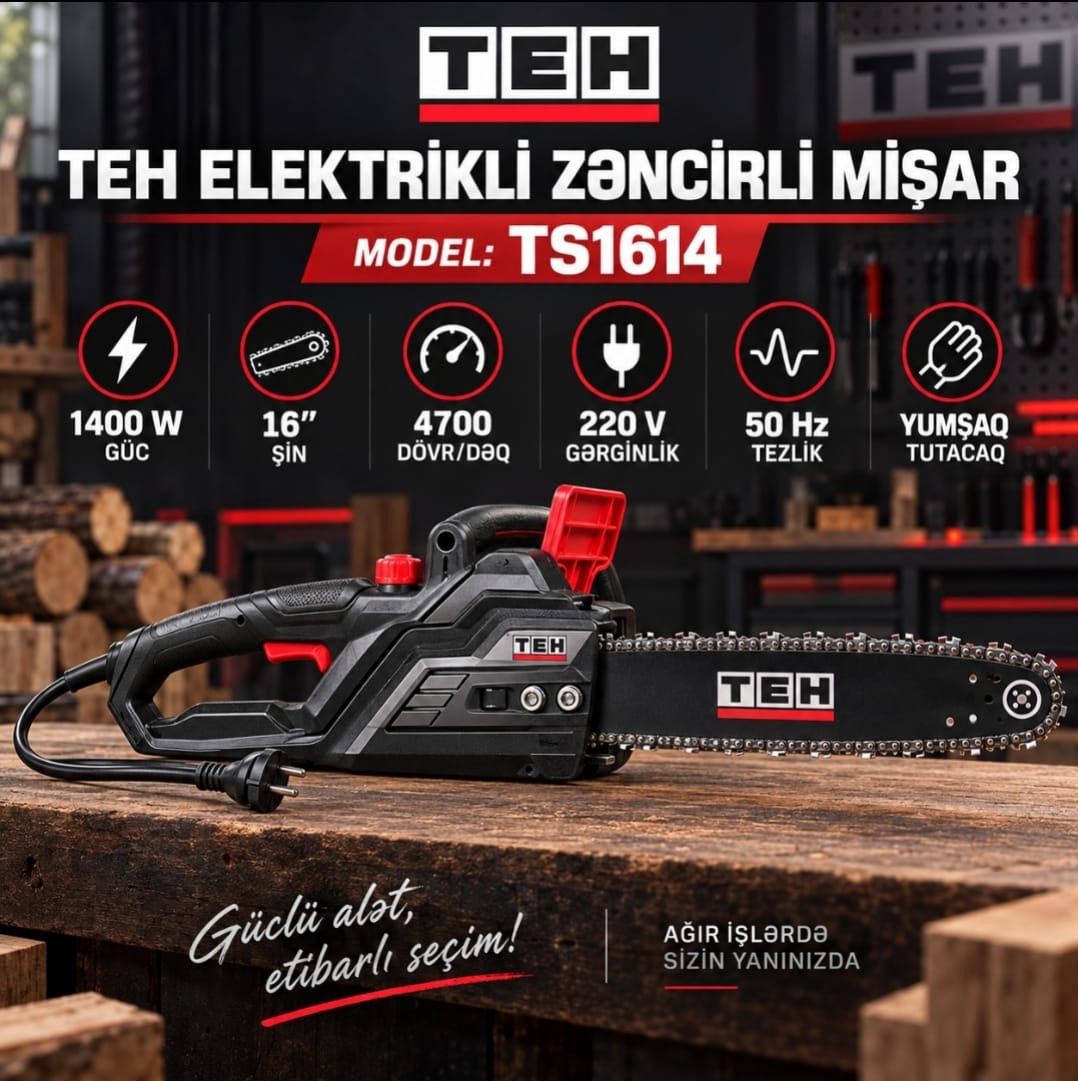 Elektrik mişarı TEH TS1614 1400 W ev/bağ/odun üçün — Mallar, Bakı