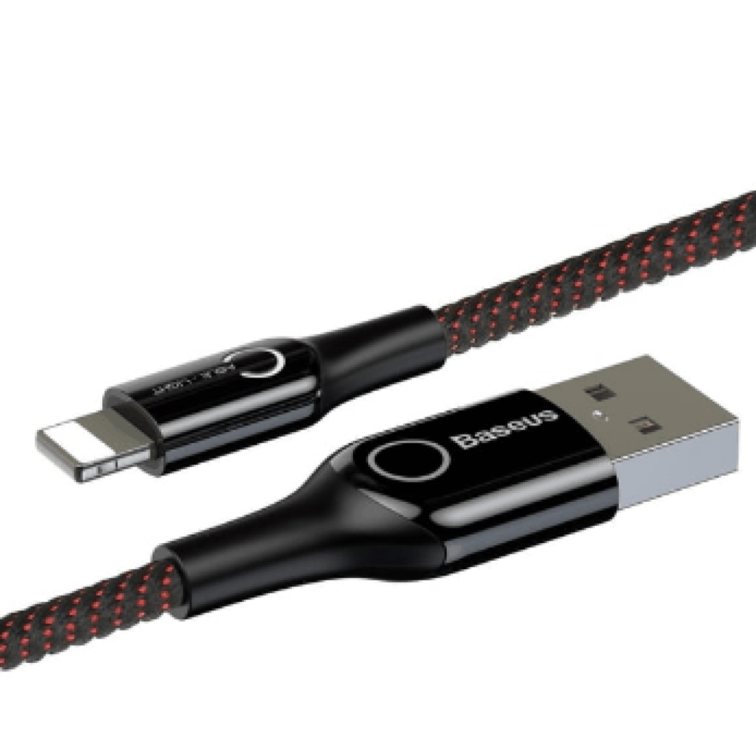 Kabel Baseus C-Shaped Light Intelligent Power-off Cable USB - Lightning 2.4A 1m Black (CALCD-01) — Telefonlar və qadjetlər, Bakı (2)
