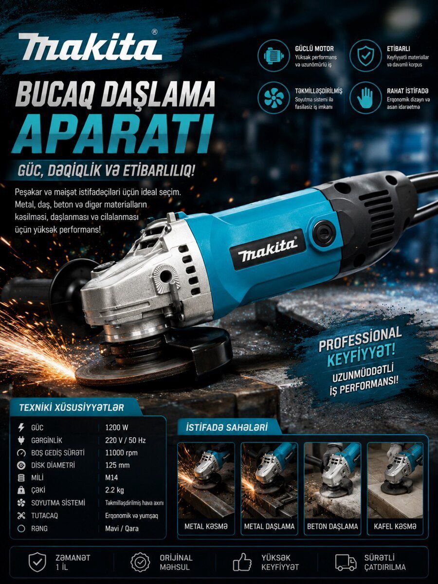 Makita 180 mm bucaq daşlama aparatı — Təmir və inşaat, Bakı