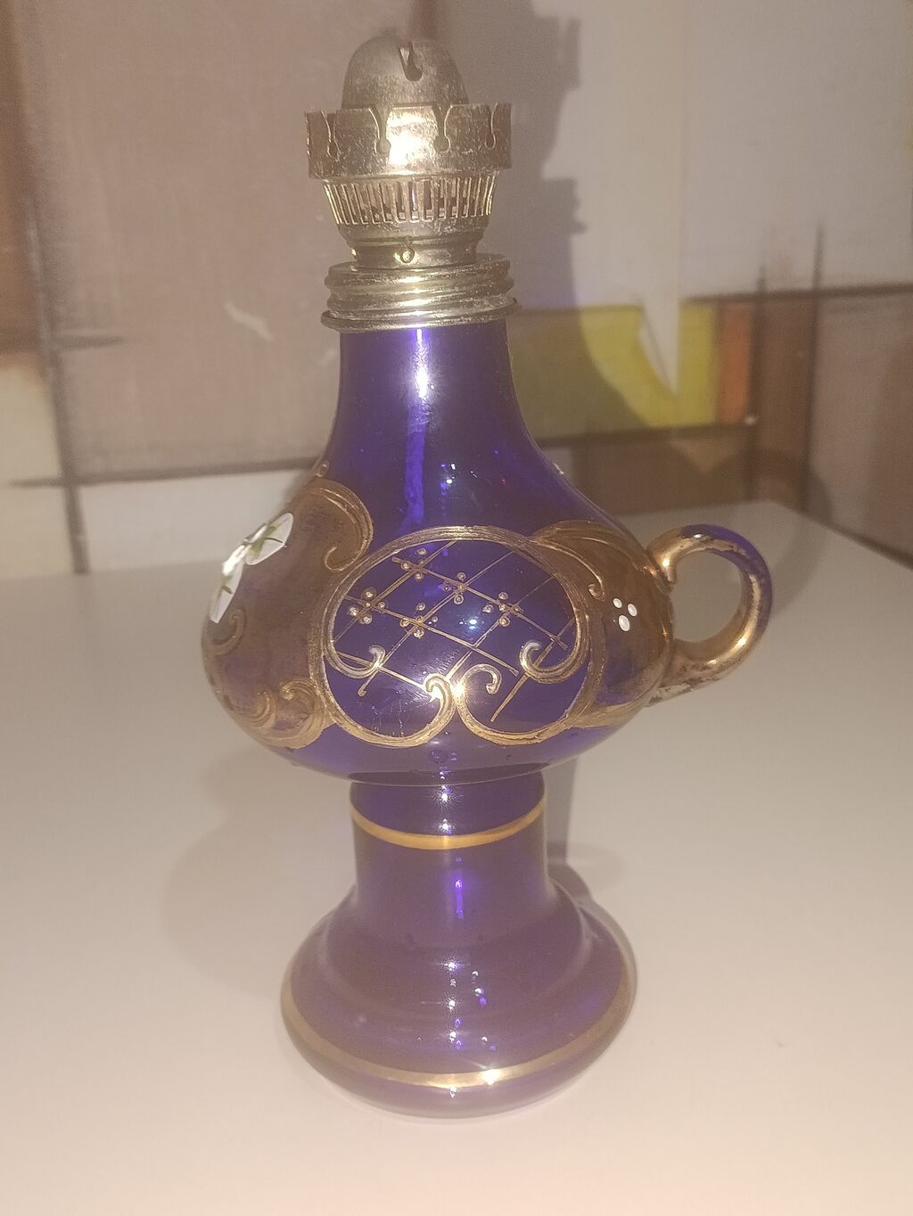 Mavi şüşədən dekorativ nöyüt lampası - Material: kobolt-mavi şüşə — Digər, Masazır (3)