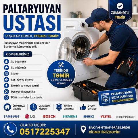 Paltaryuyan ustası – peşəkar xidmət, etibarlı təmir Xidmətlər: - Su — Digah