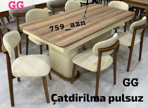 Mətbəx üçün, Yeni, Açılmayan, Dördbucaq masa, 6 stul — Mebel evim — Stollar va stullar