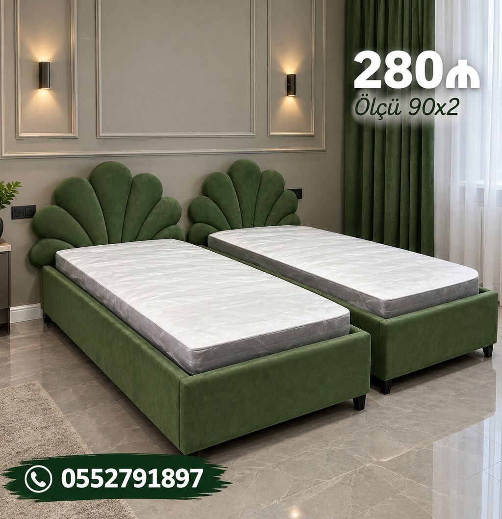 Mebel dəsti – iki ədəd tək nəfərlik çarpayı - Model: Yarımdaş — Yataqlar, Bakı