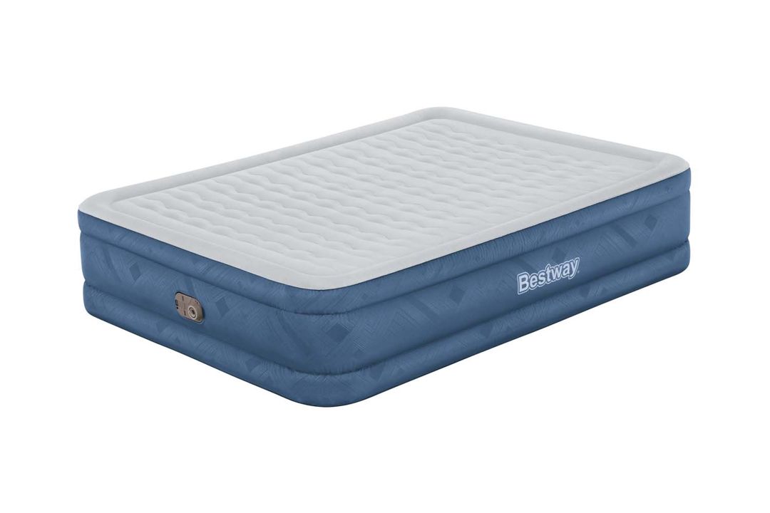 Şişmə ikinəfərlik döşək Bestway Fortech Snugable Top, ağ/mavi, 203x152x46 sm — Mallar, Bakı