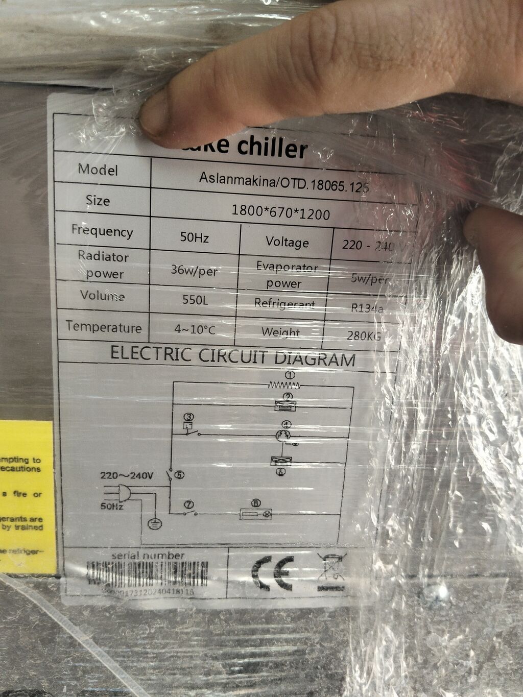 Şüşəli vitrini soyuducu – Cake Chiller Texniki göstəricilər (etiket — Soyuq vitrini, Bakı (2)