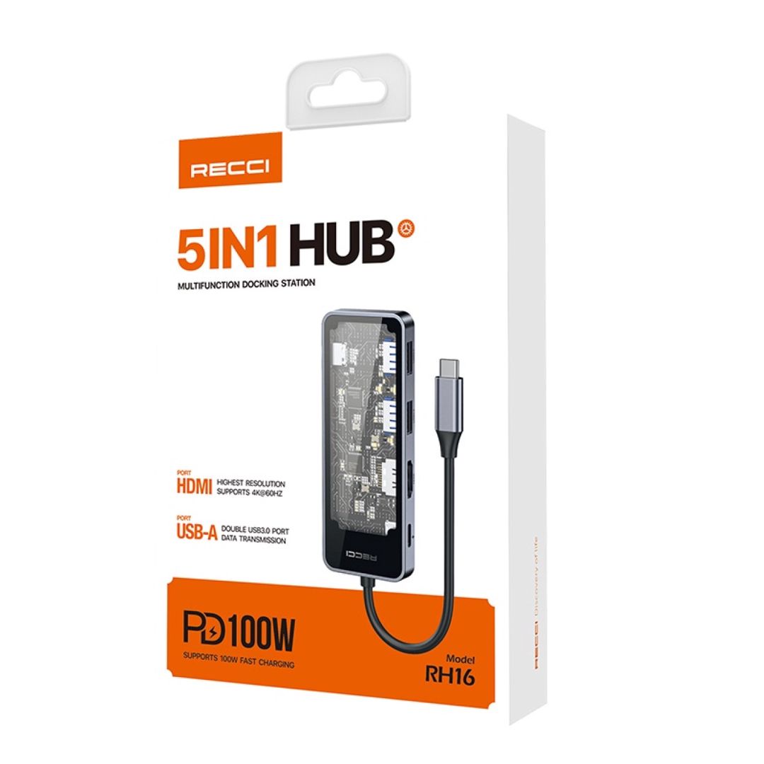 USB Hub Recci RH16 5in1 — Telefonlar və qadjetlər, Bakı (3)