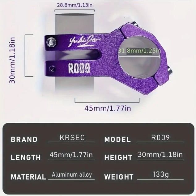 Velosiped üçün sükan gövdəsi Enlee Bikesport 68, 31.8x45 mm, alüminium, bənövşəyi — Mallar, Bakı (3)