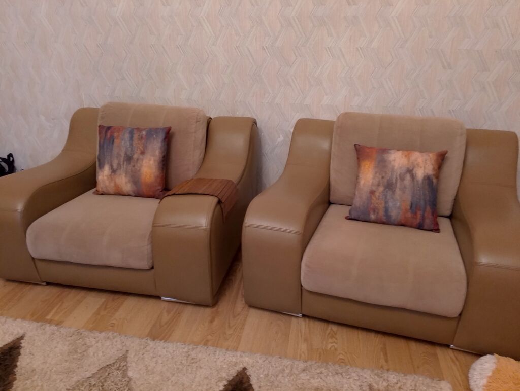 İşlənmiş, Divan, 2 kreslo, Bazasız, Açılan — Yumşaq mobilya dəstləri, Bakı
