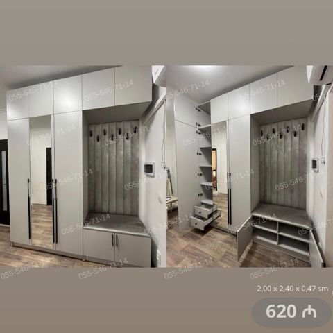 Dəhliz üçün künc qarderob-dolab komplekti - Ölçülər: 2,00 x 2,40 x — Bakı