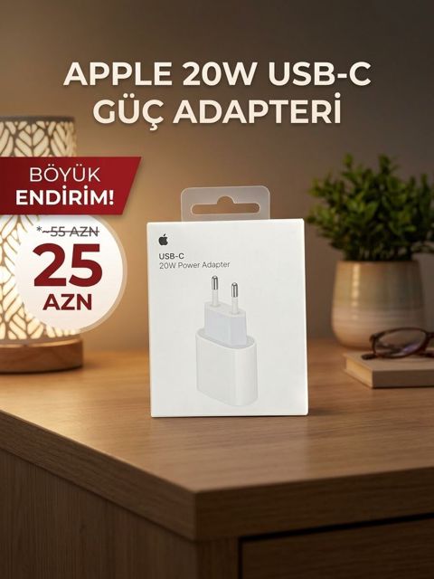 Apple Usb‑c 20W Güc Adapteri - Sürətli şarj: 20W çıxış gücü ilə — 25 ₼ · Bakı · Şarj cihazları Apple Usb‑c 20W Güc Adapteri - Sürətli şarj: 20W çıxış gücü ilə — Bakı