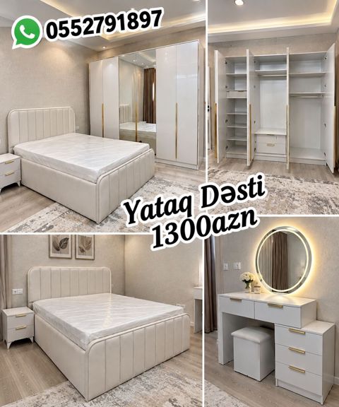 Yataq Dəsti – 1300 AZN Məzmun: - Yumşaq başlıqlı iki nəfərlik çarpayı — Bakı