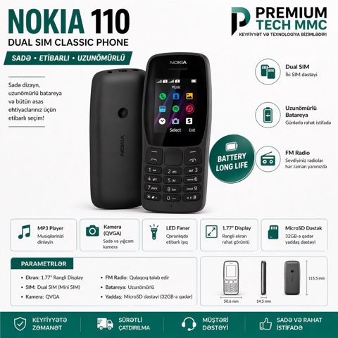 Nokia 110 Black — 75 ₼ · Bakı · Smartfonlar Nokia 110 Black — Bakı