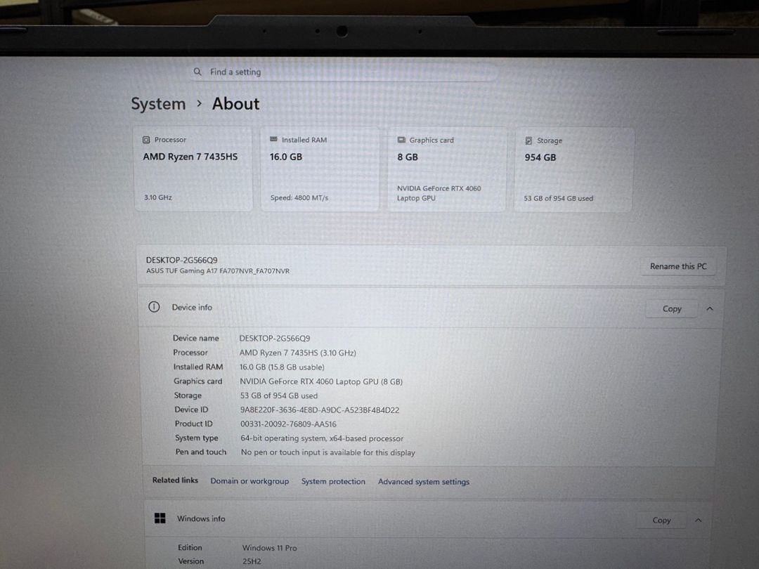 Noutbuk Asus Tuf Gaming A17 RTX4060 — Noutbuklar, Bakı (10)