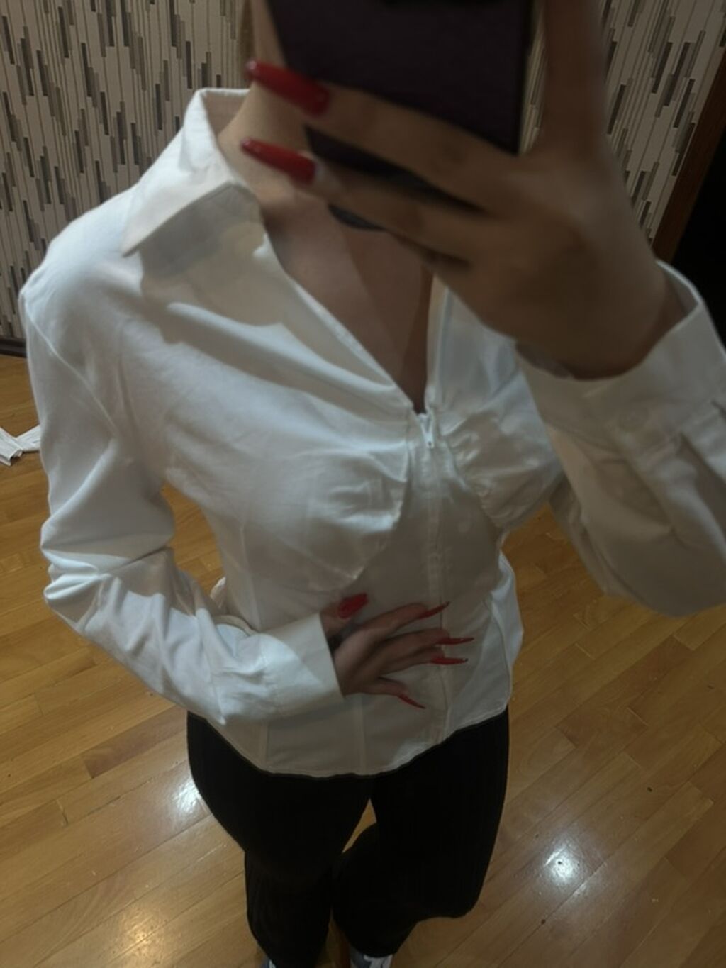 Ağ qadın köynəyi – korsetli model - Rəng: qar ağ - Dizayn: Ön hissədə — Köynək, Bakı (4)