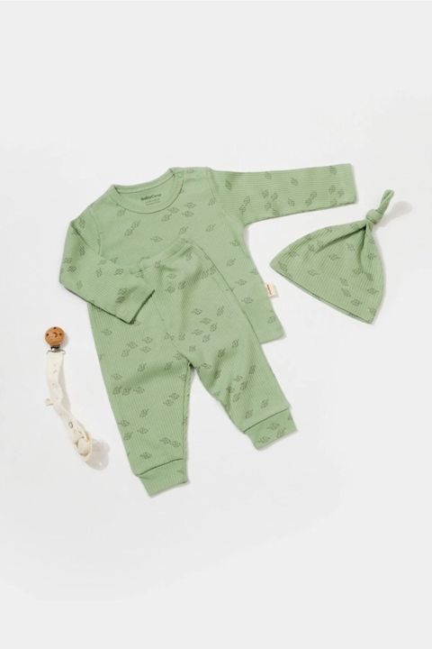 Oğlanlar üçün şalvarlı pijama dəsti BabyCosy CSYM25503, yaşıl, modal/pambıq, ölçü 9-12 ay — Bakı