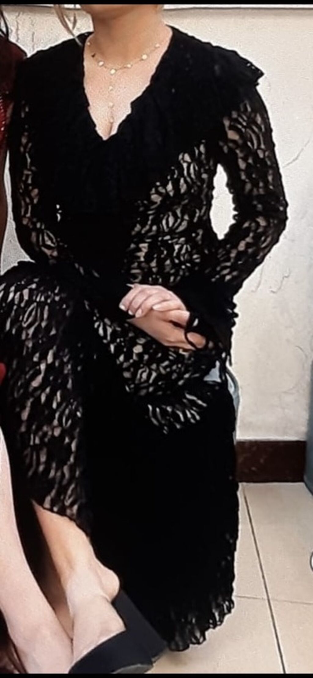Qara krujeva ziyafət donu - Rəng: qara - Parça: yumşaq elastik — Axşam paltarları, Xırdalan (2)