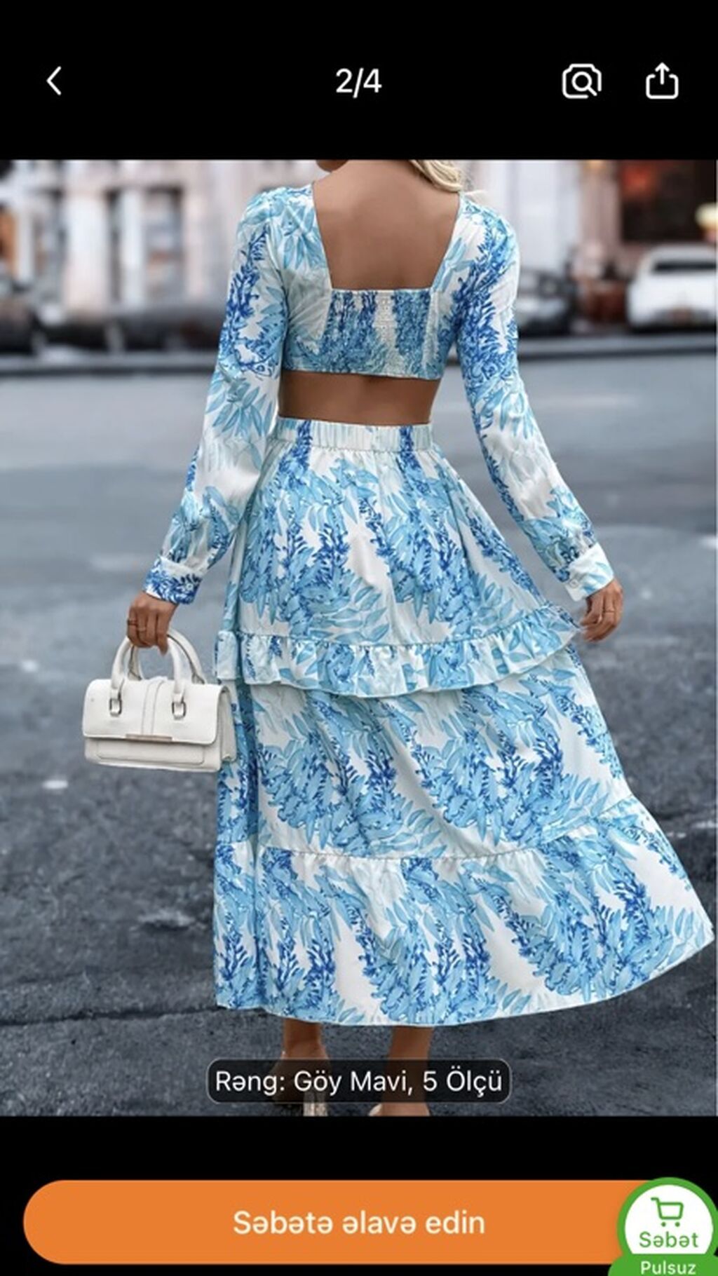Məhsul: Qadın paltar dəsti – uzun ətək və uzunqol crop top - Rəng — Kostyum, Xırdalan (2)