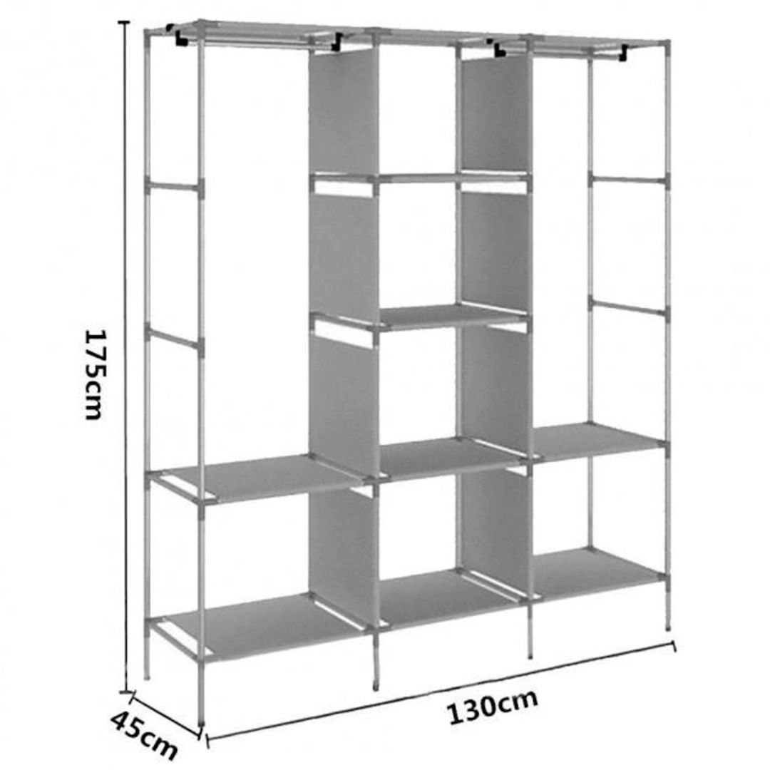 Portativ şkaf 88130A Gray, döşəməüstü, 130x45x175 sm, metal/parça,boz — Şkaflar, Bakı (2)