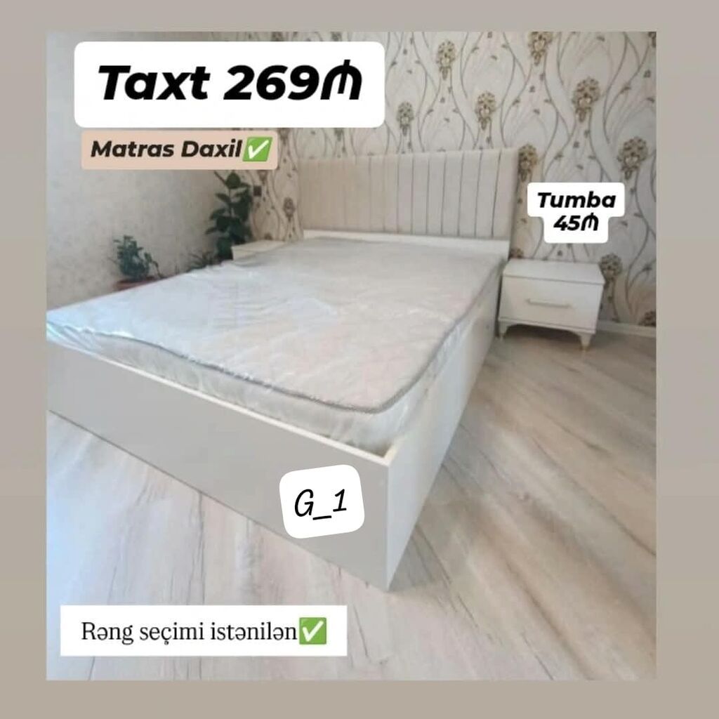 Taxt – 269₼ - Matras daxildir - Rəng seçimi istənilən - Başlıq hissəsi — Yataq otağı mobilya dəstləri, Bakı