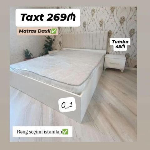 Taxt – 269₼ - Matras daxildir - Rəng seçimi istənilən - Başlıq hissəsi — 269 ₼ · Bakı · Yataq otağı mobilya dəstləri Taxt – 269₼ - Matras daxildir - Rəng seçimi istənilən - Başlıq hissəsi — Bakı