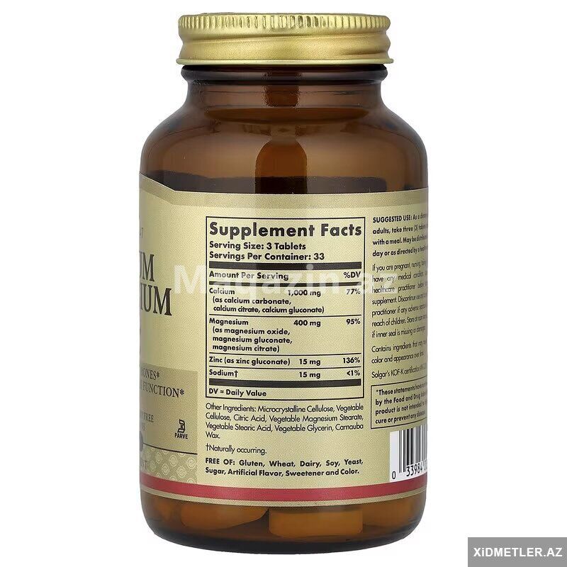 Solgar Calcium Magnesium Plus Zinc 100 Maqnezium — Gözəllik və səhiyyə, Bakı (2)