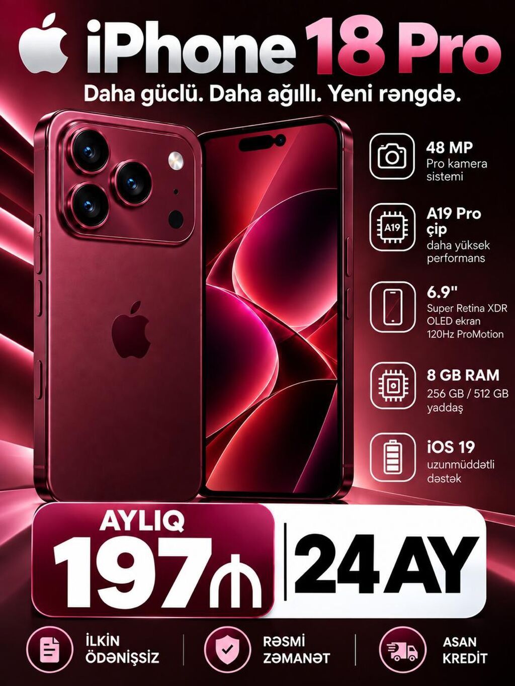 IPhone 18 Pro, 256 GB, Bordo, Kredit — Apple iPhone, Digah