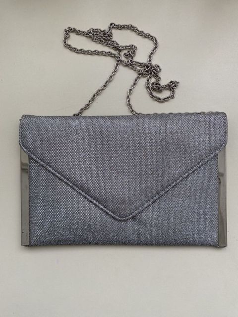 Boz-metalik rəngdə şıq qadın clutch çantası - Zərif parıltılı — Bakı
