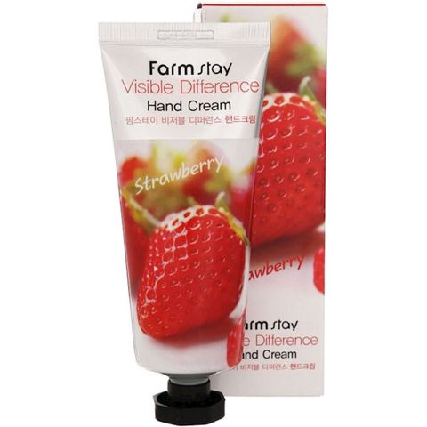 Əl kremi FarmStay Visible Difference Hand Cream Strawberry çiyələk ekstraktı ilə 100 ml — Bakı