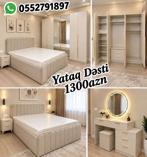 Yataq Dəsti – 1300 AZN Müasir və zərif dizaynlı tam komplekt yataq — Bakı