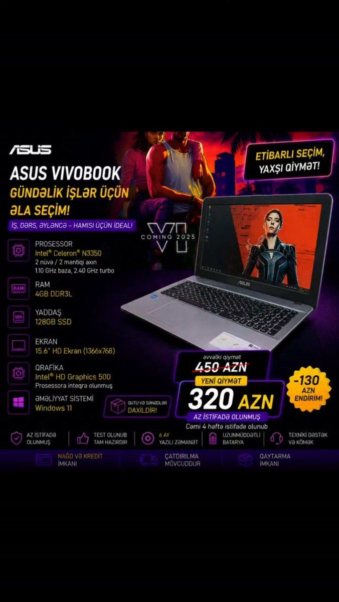 Noutbuk ASUS VivoBook — Noutbuklar, Bakı