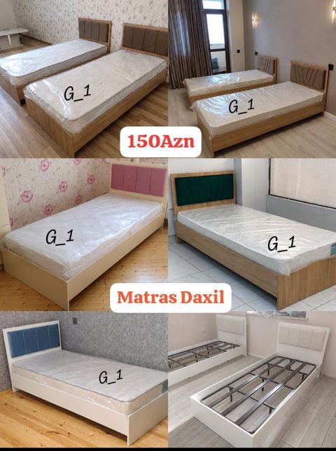 Tək nəfərlik çarpayılar – müxtəlif dizayn və rənglər Qiymət: 150 AZN — Masazır