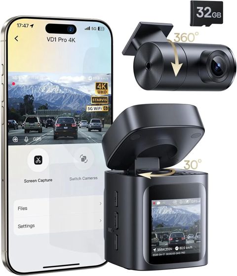 Baseus VD1 Pro 4K Ön və Arxa Avtomobil Videoregistratoru – Qara İki — Bakı