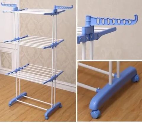 Paltar üçün quruducu tm-0035, döşəməüstü, 126x64x170 sm, plastik, düzbücaq, ağ/mavi — Bakı