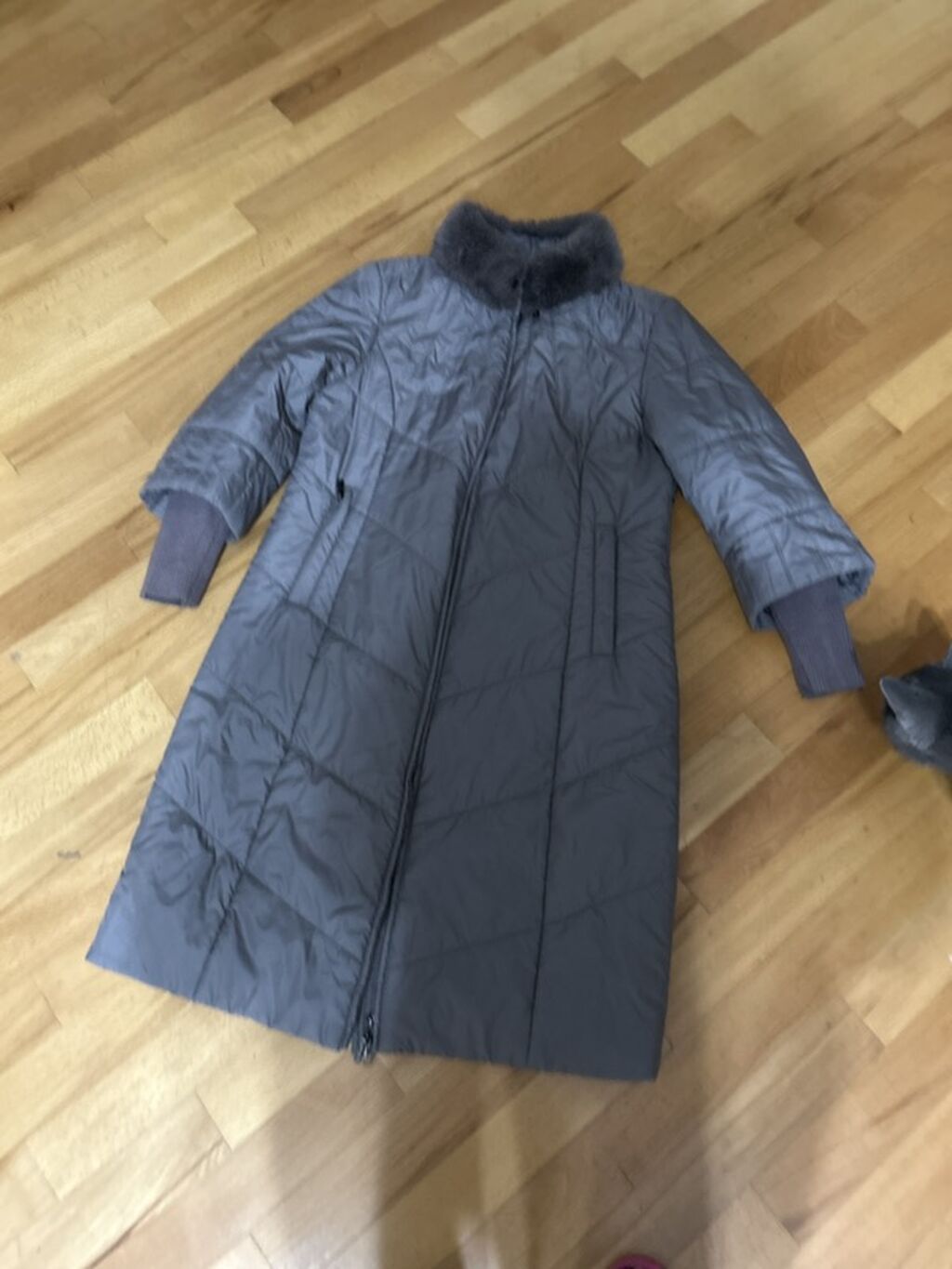 Qadınlar üçün uzun qış paltosu – boz rəng kurtka L razmer - Model — Palto, Bakı (6)