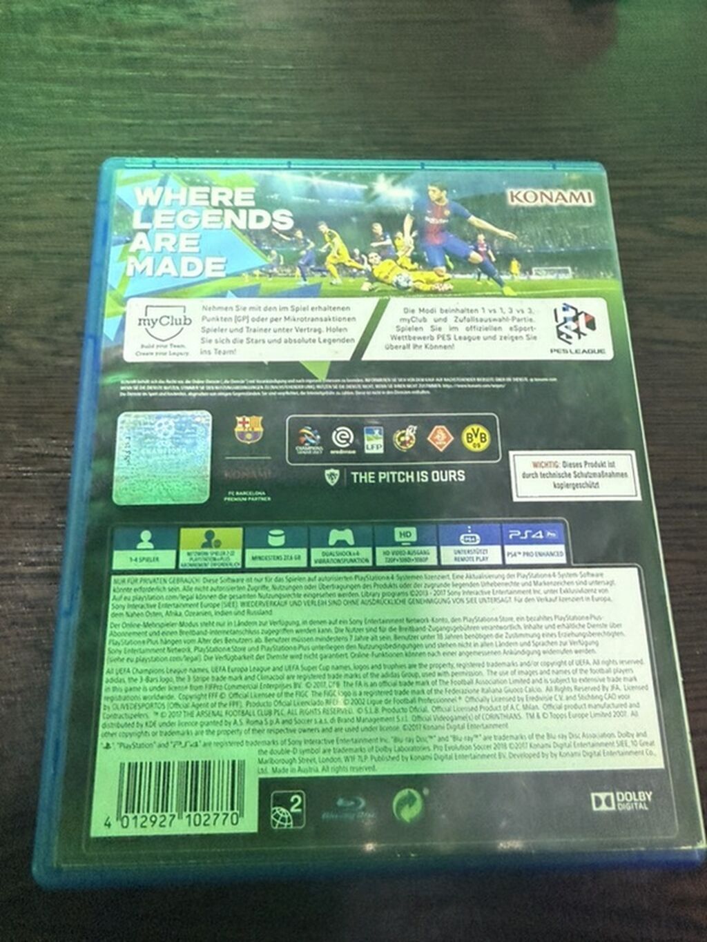 PS4 oyun diski: PES 2018 – Pro Evolution Soccer (Konami) - Platforma — Oyun konsolları, Bakı (2)