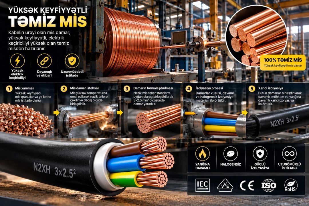 3×2.5 mm² N2XH kabel — Təmir və inşaat, Bakı (2)