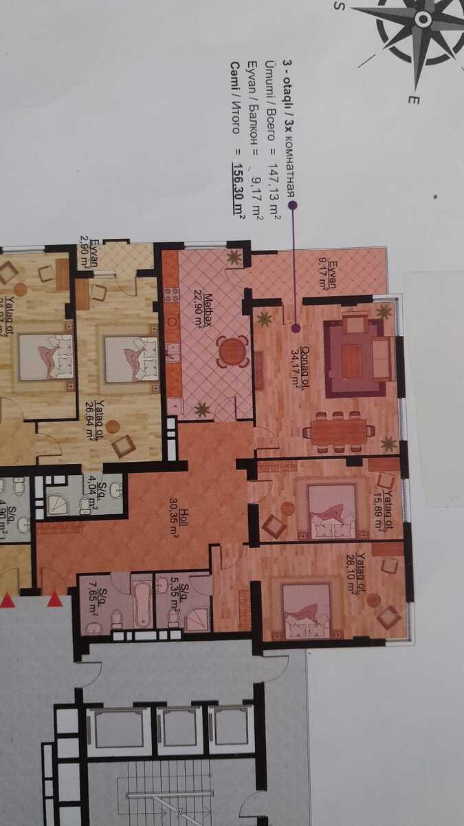 3-otaqlı yeni tikili, Azadlıq pr. 27, 156 m² — Mənzil, Bakı (6)