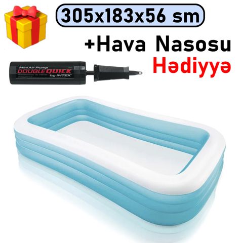 Şişmə hovuz Intex 58484, 305x183x56 sm, həcm 1020 l, düzbucaq, mavi, ağ - 1020TX58484HN — Bakı
