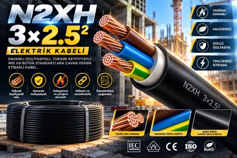3×2.5 mm² N2XH kabel — 2.85 ₼ · Bakı · Təmir və inşaat 3×2.5 mm² N2XH kabel — Bakı